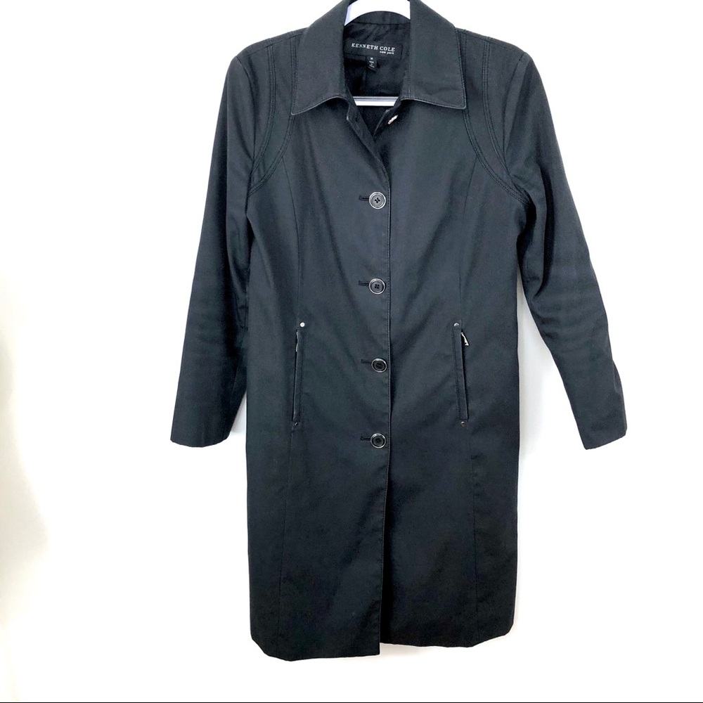 Kenneth Cole‎ black trench coat spring raincoat szM